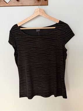 Laura Black Gold Shimmer Top NWT | Quiet Luxury Glam Evening Blouse